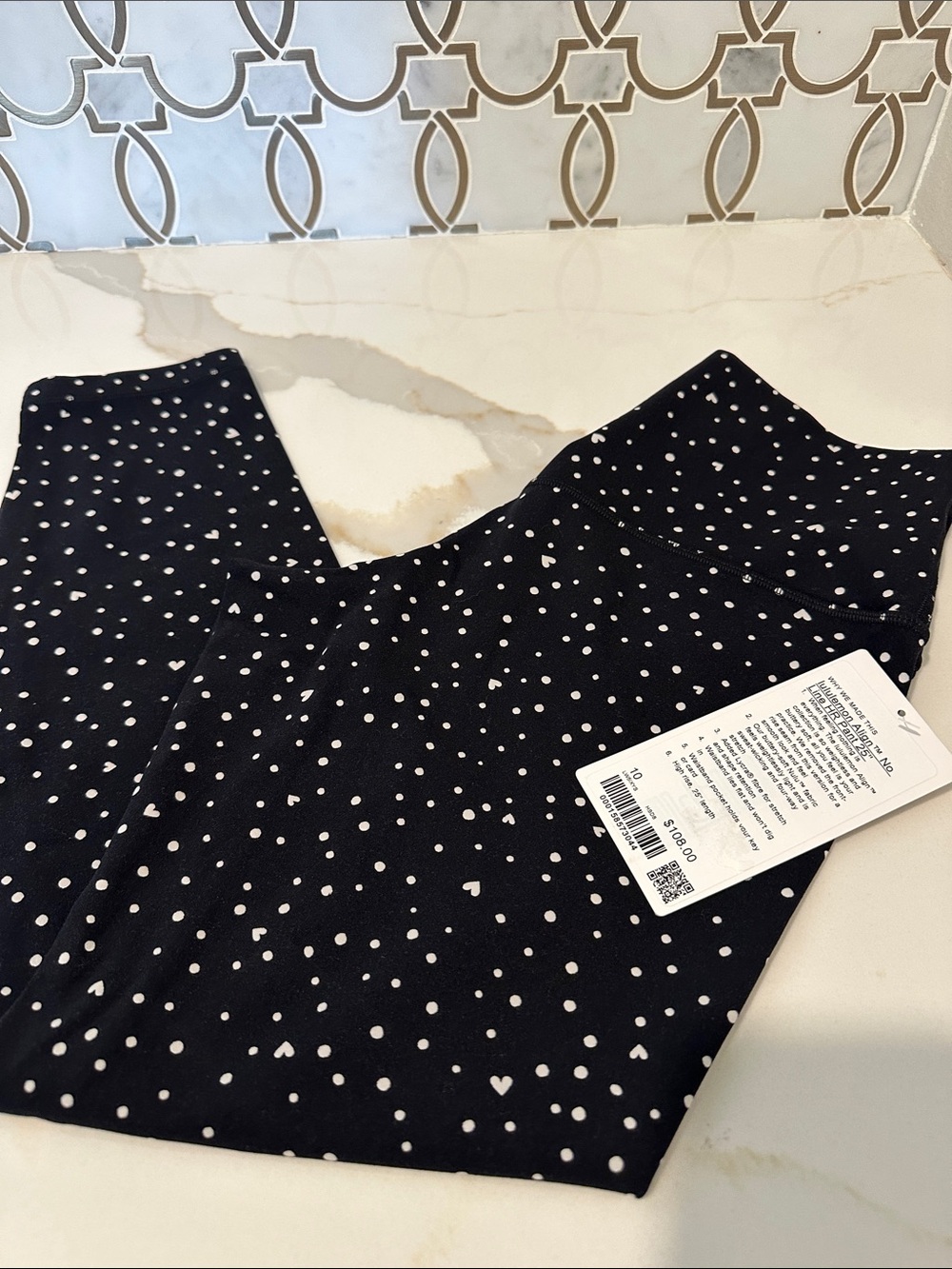 Sz 10 lululemon Align High-Rise Pant Heart Scatter Dot Print White Black